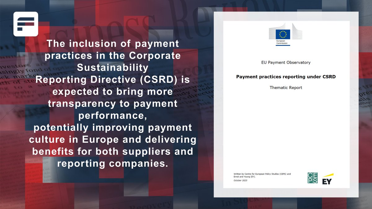 📢 New EU Payment Observatory Report: Payment Practices under CSRD
The EU Payment Observatory has published a new Thematic Report on Payment Practices Reporting under the Corporate Sustainability Reporting Directive (CSRD).
Read more: febis.org/2025/10/28/eu-…