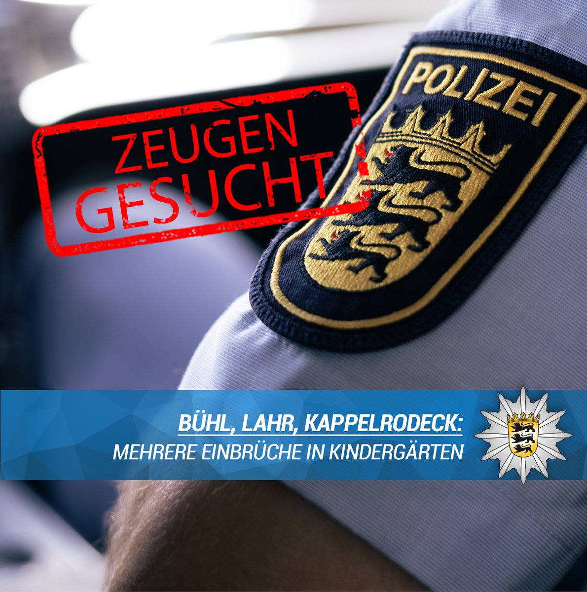 PolizeiOG's tweet image. Zwischen Freitagnachmittag (24. Oktober 2025) und Montagmorgen (27. Oktober 2025) kam es zu insgesamt sieben Einbrüche in Kindergärten in #Bühl, #Lahr und #Kappelrodeck.

🔗 presseportal.de/blaulicht/pm/1…