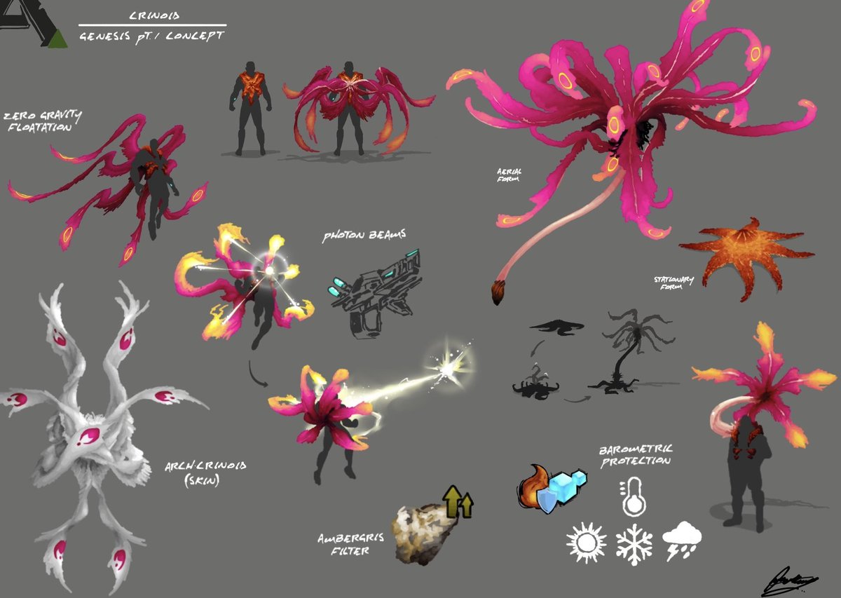 新生物投票のクリノイド、Gen1における実質TEKチェストピース。おまけにフェーズピストル+アンバーグリス生成+気温耐性がついてる万能宇宙ヒトデ #VoteCrinoid