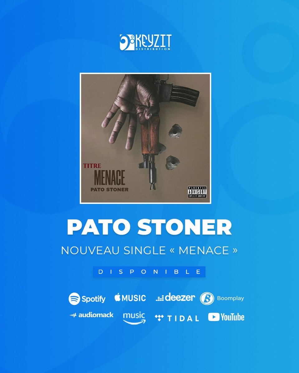 KeyzitMali's tweet image. Le nouveau single &quot;MENACE&quot; de l’artiste PATO STONER est maintenant disponible sur toutes les plateformes de streaming et de téléchargement légal !

🎶 fanlink.tv/MenacePatoSton…

#Patostoner #KeyzitDistribution #Keyzit #AfricanMajor