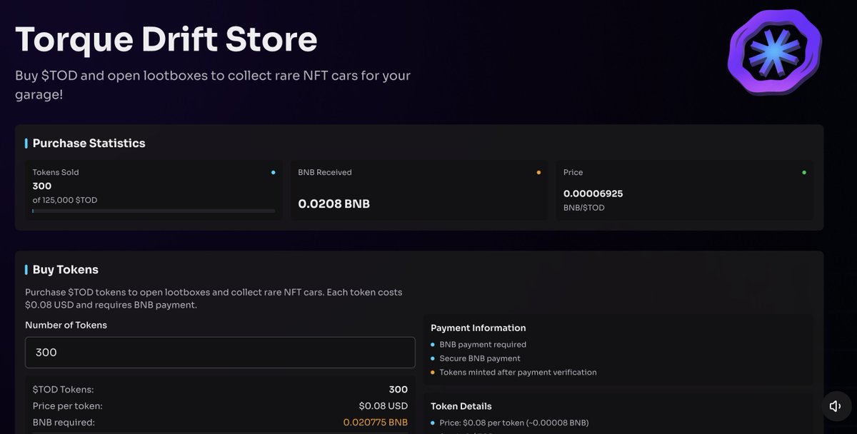 TorqueDriftBNB's tweet photo. Token pre sale available! Enjoy the discounts https://t.co/HLhfWZKvmv