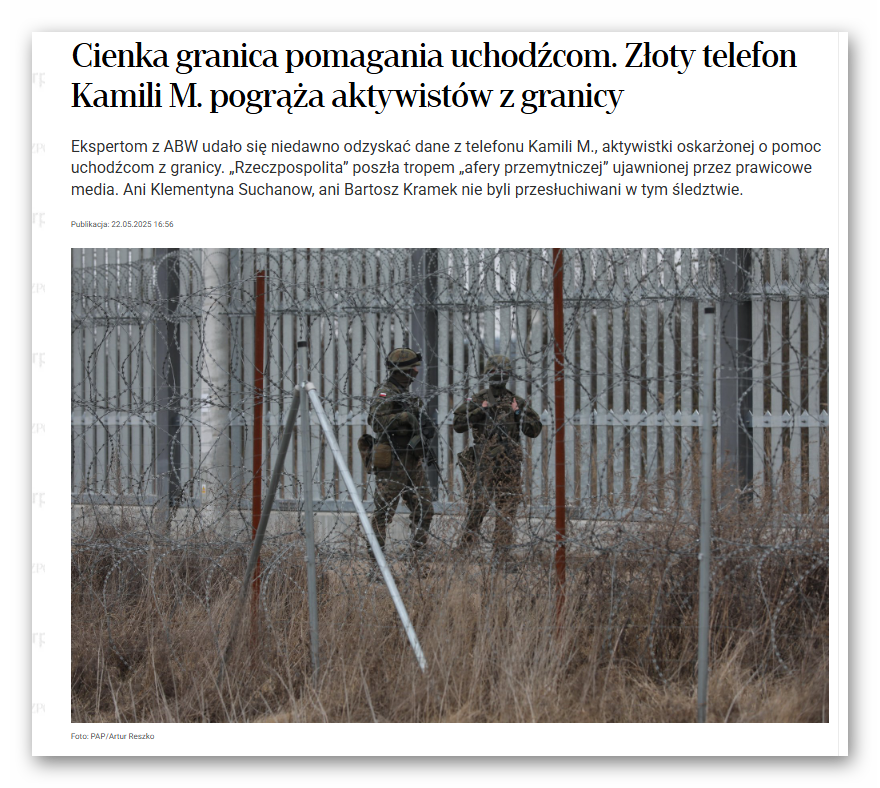 AdamNieznaj_2's tweet photo. Cienka granica pomagania uchodźcom. Złoty telefon Kamili M. pogrąża aktywistów z granicy https://t.co/Ict6fFSryD #Suchanow #Kramek https://t.co/MlOZFcQsqO