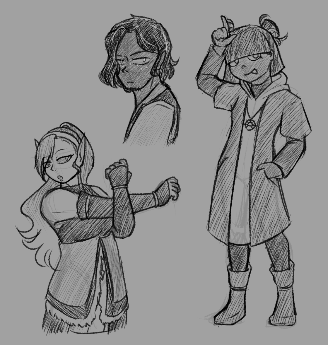 I ended up liking these sketches too much, so I shaded them