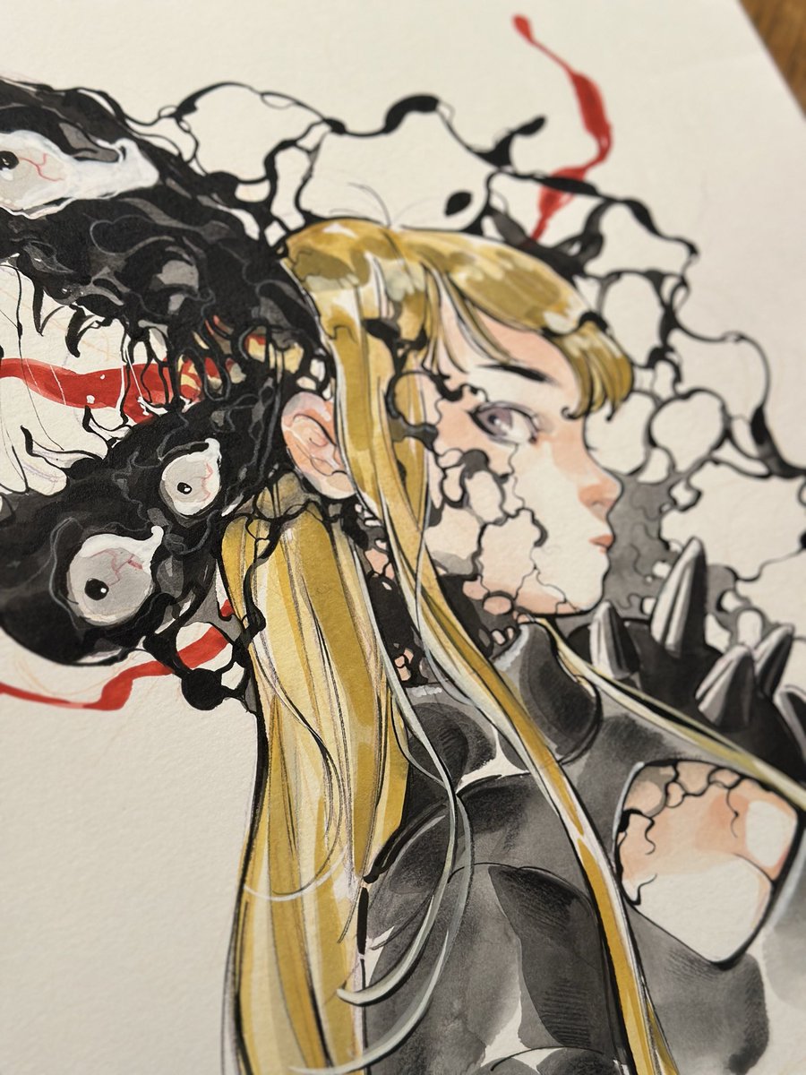 peachmomoko60's tweet image. スペインで描いたライブドローイングの続きを描き足して…