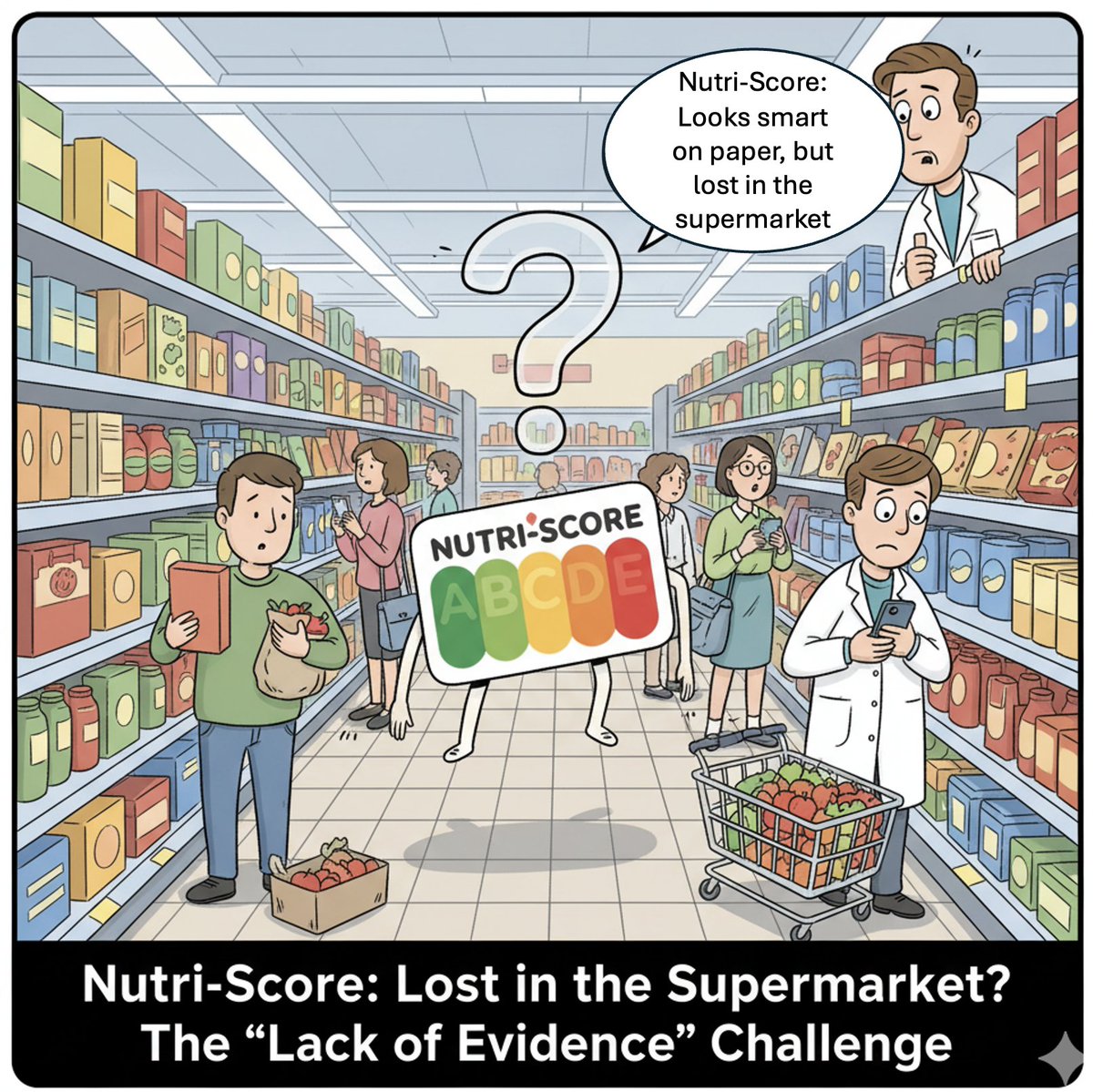 #NutriScore looks great in theory—but fails the supermarket test. 🛒

Our reviews expose gaps between studies &amp; real-world impact, plus publication bias in its evidence base.
Read both papers 👇

1. researchgate.net/publication/36…
2. researchgate.net/publication/37…