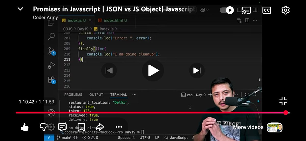 Amitwithdev's tweet photo. Lecture 19 Complete ✅ @rohit_negi9  from coderarmy
Topic - 
Promise
JSON vs js object
fetch API https://t.co/QEWXjZQtMS
