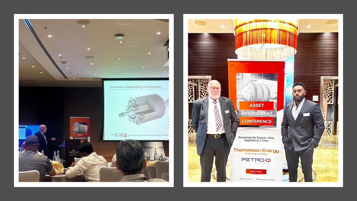 quartzelecltd's tweet image. Highlights from the Thomassen Asset Management Conference (AMC) 2025 in #Doha, #Qatar!
 
Quartzelec’s Steve Cooper, Director-Power Generation delivered an in-depth analysis of the destructive effects of Stator Endwinding Vibration and Partial Discharge on large #generator…