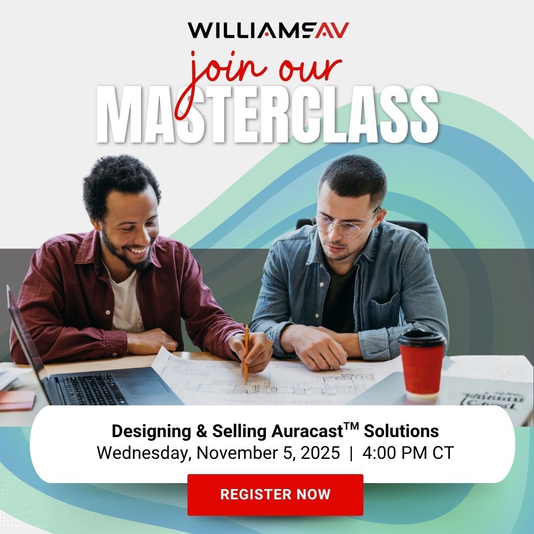 Inclusive sound starts with smart design. Learn how Auracast™ broadcast audio + Williams AV's Infinium® simplify installs &amp; deliver scalable, low-latency audio for every listener. Nov 5 | 4PM CT | Register Now → hubs.la/Q03Ql-_h0 #ProAV #Auracast #InclusiveAudio #AVTweeps