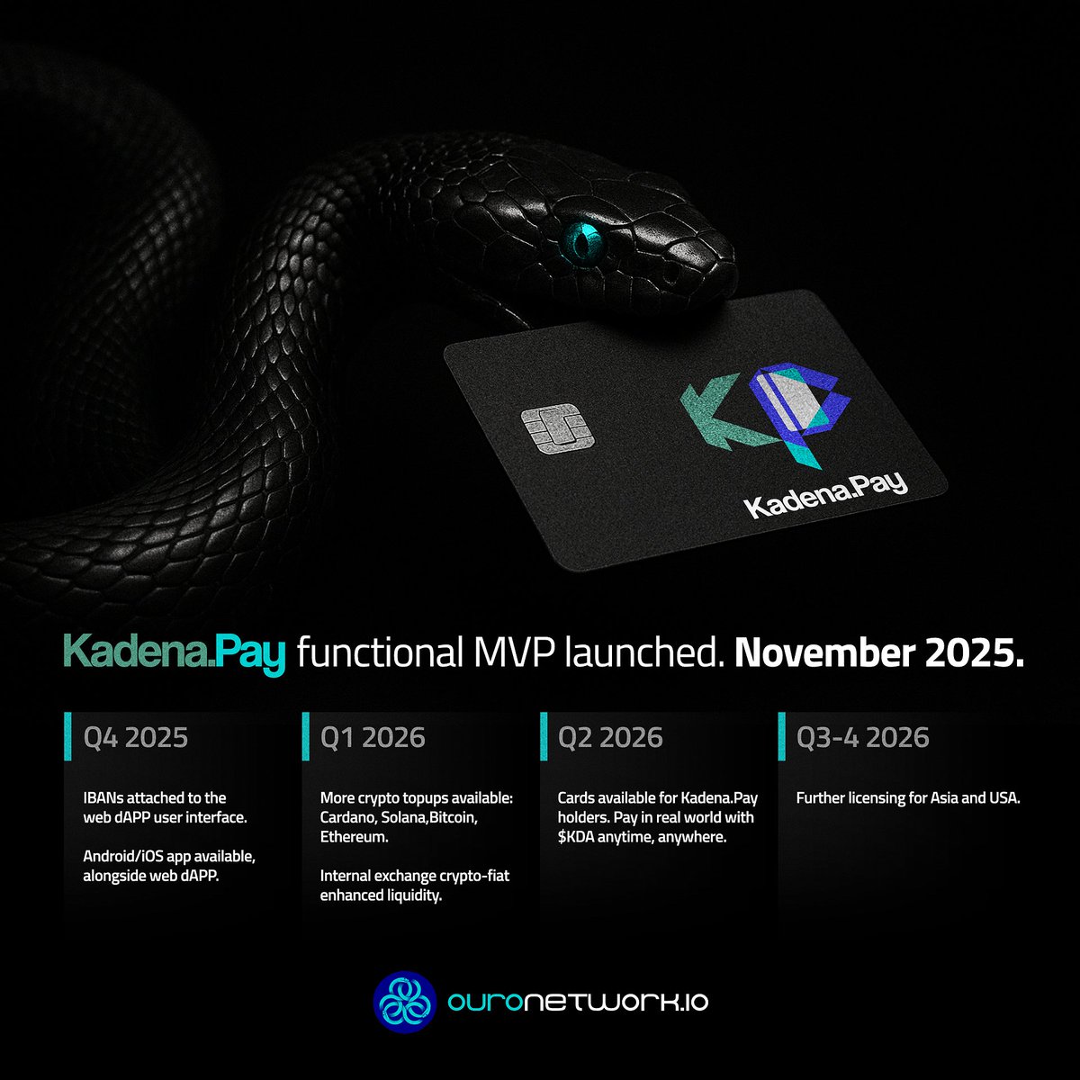 #KadenaPay Roadmap released 👇👇👇
We can discuss more in 2 hours at our incoming Space.

$Kpay tokens have full ownership over the platform and it's revenues.
The team behind only does maintainence and support. The fees belong 100% to the holders.

The power of <a href="/kadena_io/">Kadena</a> is in