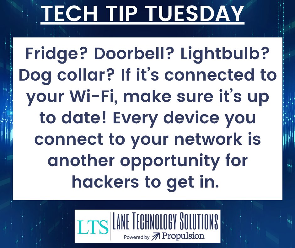 PartnerWithLTS's tweet image. Have you updated your software to all of your devices connected to your Wi-Fi? Check out our #techtiptuesday...

#SoftwareUpdates #CyberAwareness #WinterParkFl