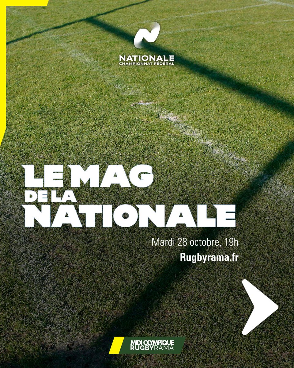 Le Mag de la Nationale c'est tous les mardis à 19h sur Live.Rugbyrama, avec des interviews exclusives, de l'analyse, les ambitions des coachs et tout ce que vous devez savoir sur le troisième échelon du rugby français.

À tout à l'heure > live.rugbyrama.fr/fr/