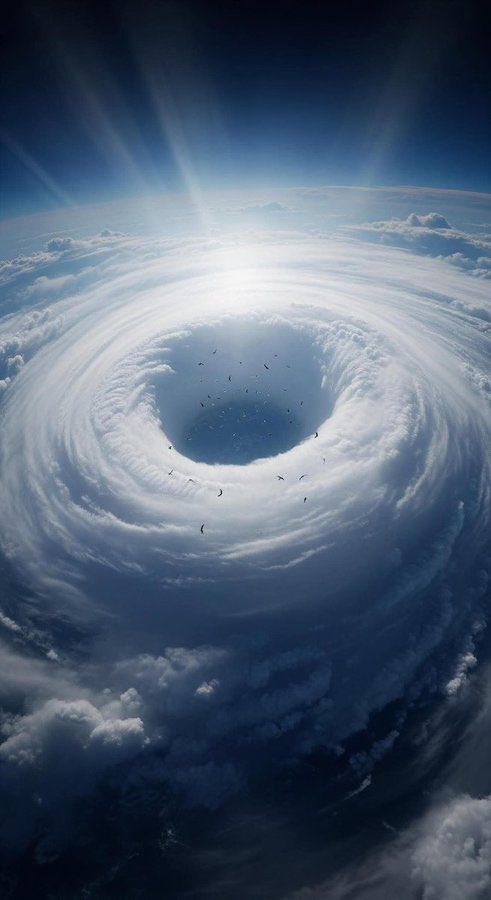 Sanavi1009's tweet image. Witness the raw power of nature as a U.S. Air Force pilot navigates through the eye wall of Hurricane Melissa, a Category 5 storm with 185 mph winds sweeping across Jamaica, Haiti, and the Dominican Republic. The accompanying image captures the storm&apos;s mesmerizing eye, where life…
