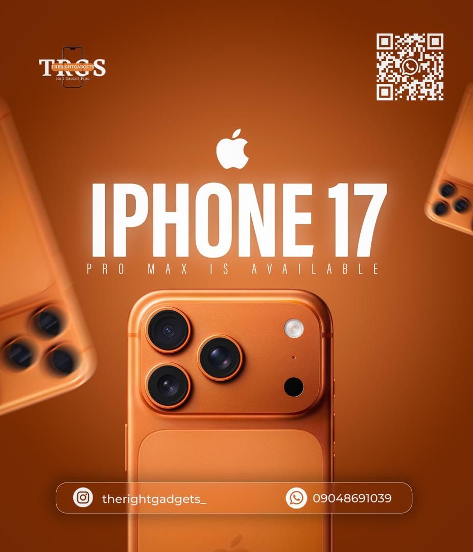 therightgroupng's tweet image. The iPhone 17 Pro Max has landed and it’s unlike anything you&apos;ve seen. Get your hands on this powerhouse device today.
Don&apos;t just upgrade, leap forward with @therightgadgets_.
📲 WhatsApp us at 09048691039 for details and pricing!