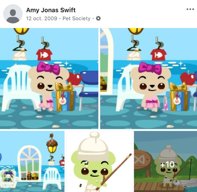 encontre mi cuenta antigua de facebook!!! del 2009 con mi mascota del pet society llamada TAYLOR y mi usuario AMY JONAS SWIFT iconic