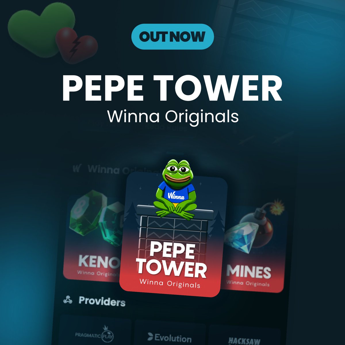 🐸 PEPE TOWER IS LIVE 🐸

Climb the tower, test your nerves and chase the staggering max win of 256,000x💰

💬 RT, follow and comment your Winna username to get a chance to win $100 free balance