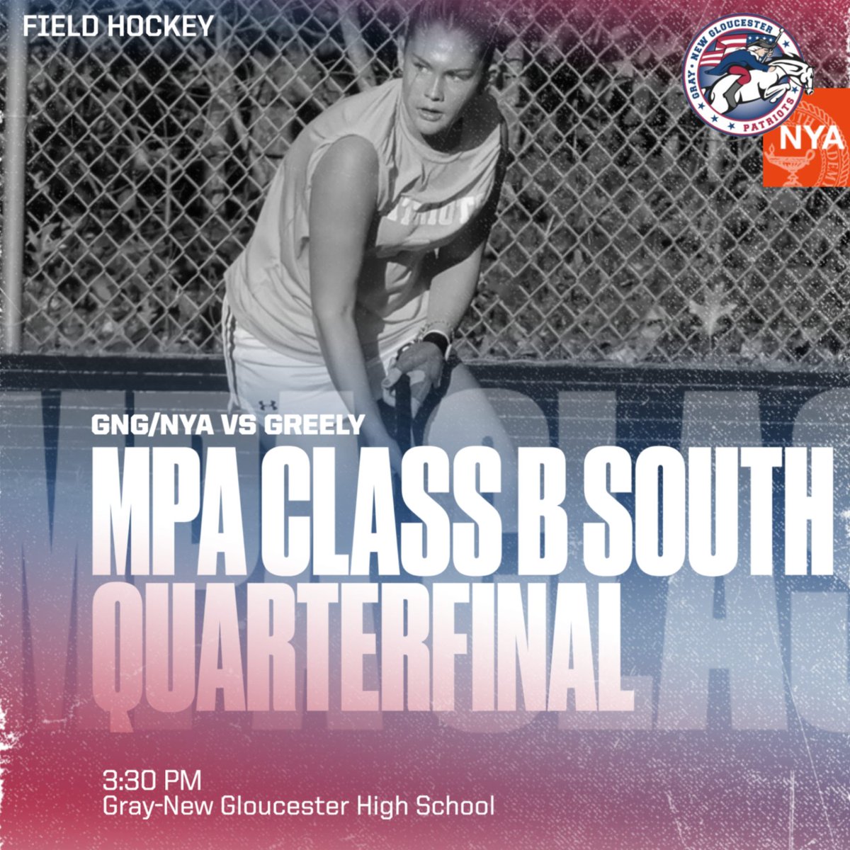 Good luck to our field hockey team! Hope to see a sea of red supporting the girls as they take on Greely this afternoon!

#PatriotPride