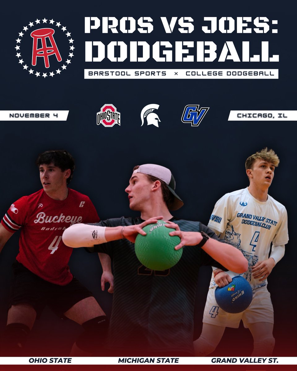 NCDAdodgeball's tweet photo. This is gonna be fun...

See you November 4th for Pros vs. Joes: Dodgeball

@barstoolsports @StoolAfterDark @BarstoolYak @ohiotate https://t.co/JLV1sZhpUZ