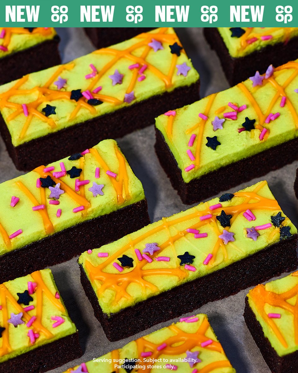 Eat your greens 🎃  The <a href="/coopuk/">Co-op</a> Halloween Cake Monster Mash Brownies are available in store now 😋 coop.uk/3qLZeZq