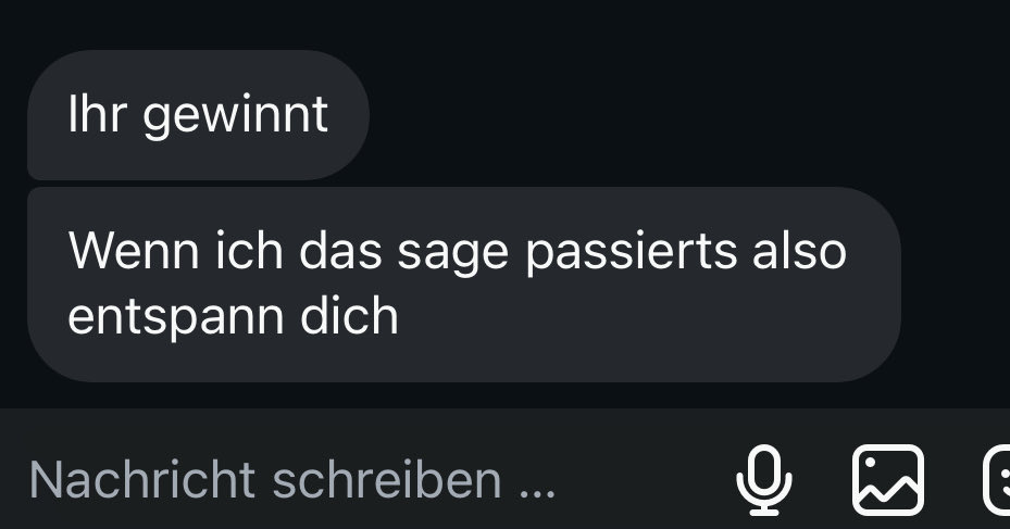 So, wenn was anderes passiert wisst ihr wessen Schuld es ist