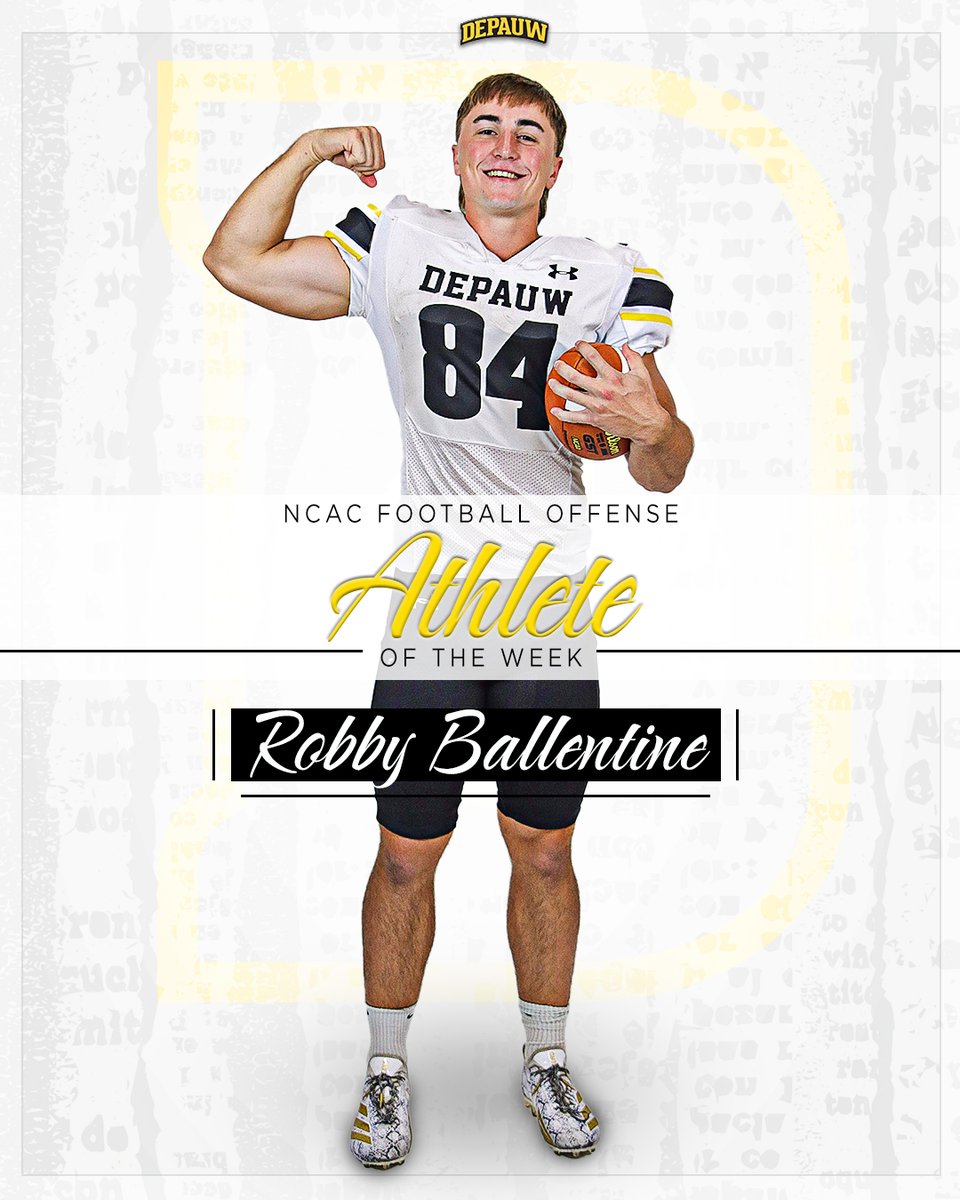 🔥 AOTW 🔥

🏈Robby Ballentine tied a 1978 school record with 16 receptions and broke his own single-game mark with 246 receiving yards in a 35-28 win at Denison. The senior scored on receptions of six, 11, and 25 yards, with his longest catch of the day covering 29 yards.