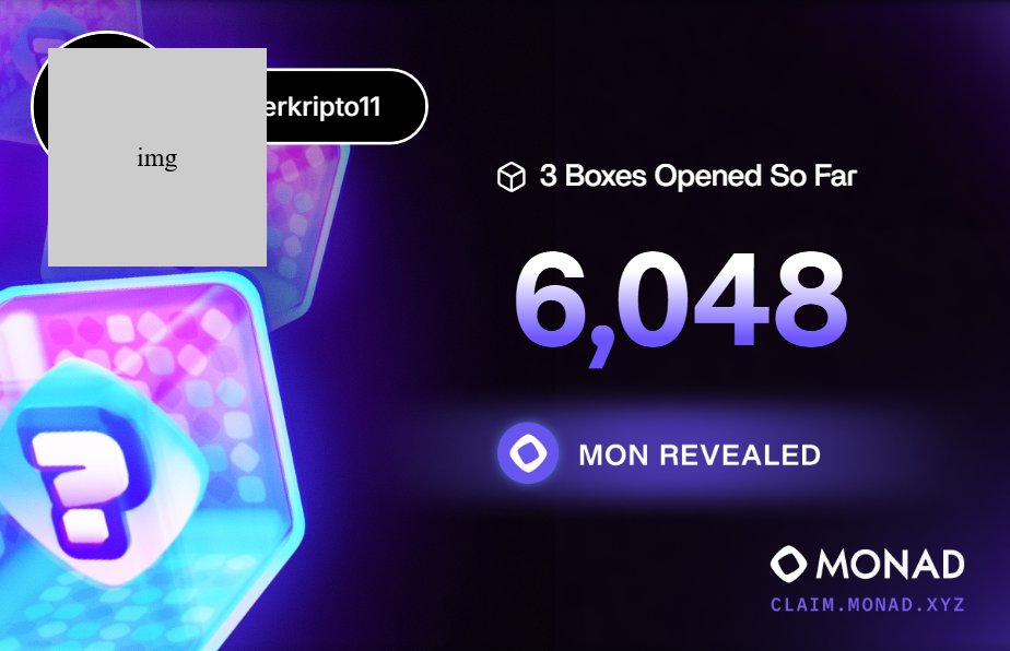 MONAD BOXES 🎁 DAY 1
6048 $MON 
<a href="/monad/">Monad</a> 
I did nothing to get this thx.