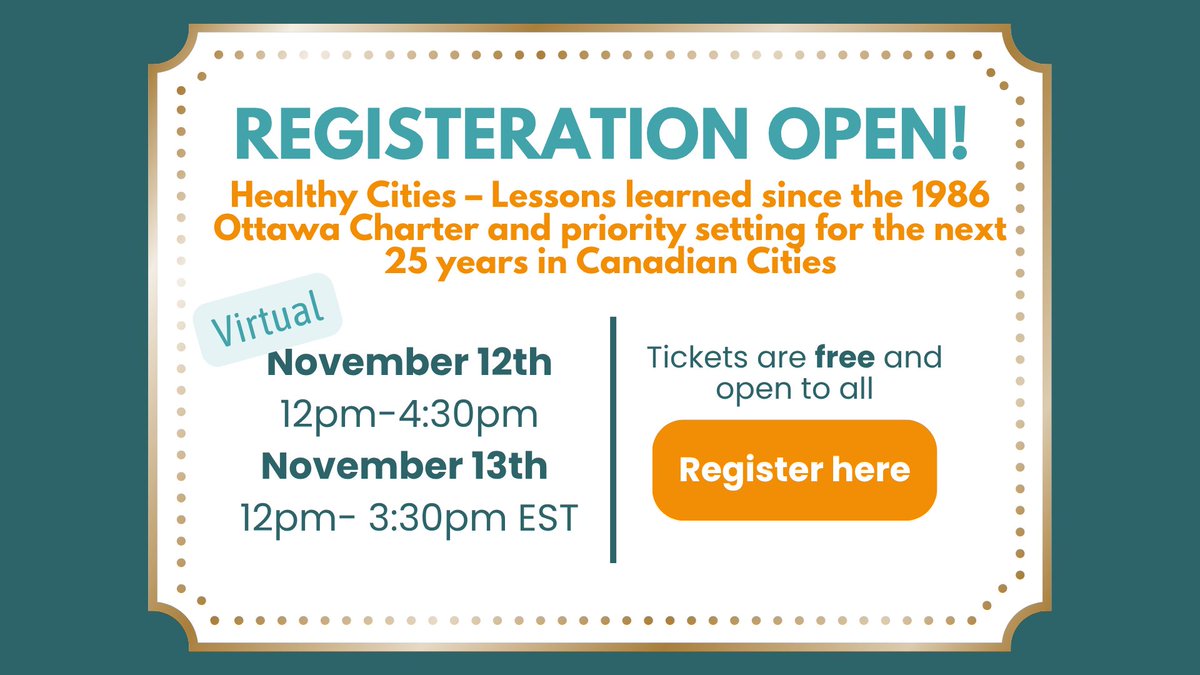 Join the 4th Annual Healthy Cities Conference by the SMART Training Platform — a FREE virtual event on Nov 12–13 exploring how to build healthier, more resilient cities across Canada.

💻 Register: bit.ly/3Wg2CfV

#HealthyCities #KnowledgeExchange