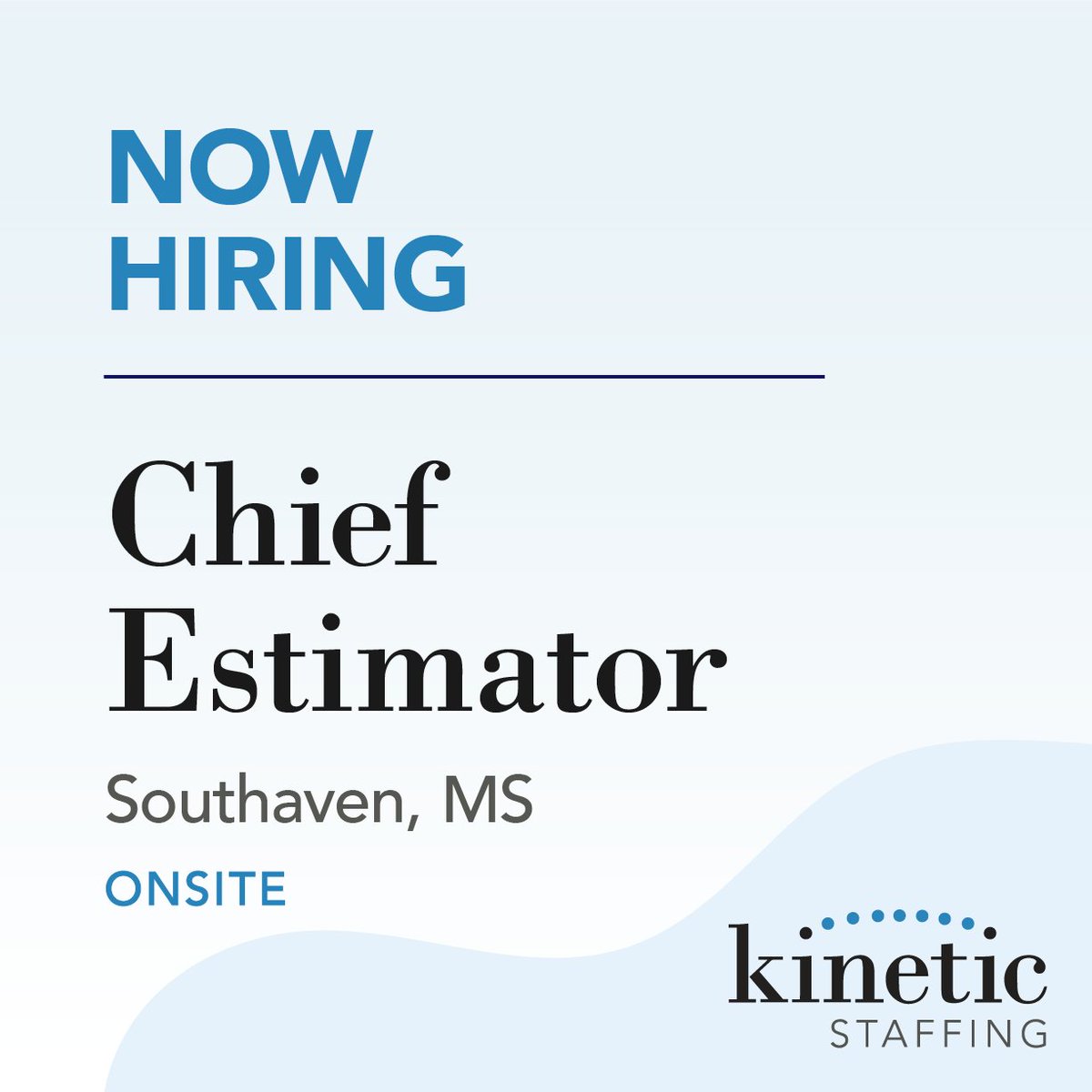 KineticStaffing's tweet image. Every great build starts long before the first brick is laid.
A skilled Chief Estimator turns details into strategy that keeps projects on track and budgets in line. CPE certified and fluent in Sage, WinEst, or Proctor? Let's talk!
Apply here: postly.app/4Au4