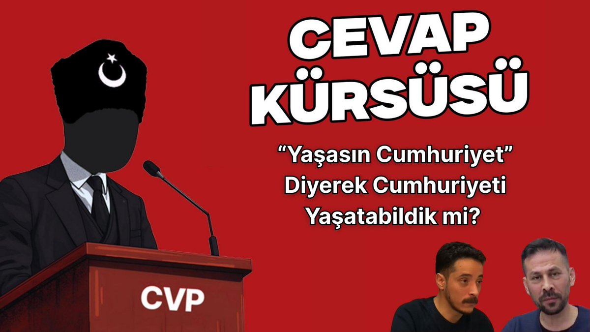 🔴 CANLI YAYIN 

Cevap Kürsüsü | "Yaşasın Cumhuriyet" Diyerek Cumhuriyeti Yaşatabildik mi? - Cumhuriyet Entübe Edildi | Genel Başkanımız Serkan Öz - Ankara İl Başkanımız Eren Kalpakcı 

Canlı yayın saat 19.00'da, Cumhuriyetçi Vatanseverler Partisi X hesabı ve YouTube kanalında.