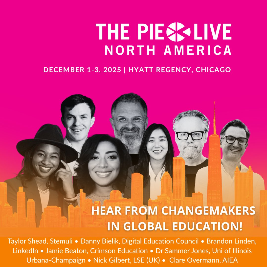 Hear from changemakers shaping the future of global education. 🌎
Join leading voices at The PIE Live North America this December in Chicago, where ideas spark collaboration and action. ⭐

Don’t miss your chance to be part of it. 🎫
hubs.li/Q03QxpYR0

#PIELIVE25