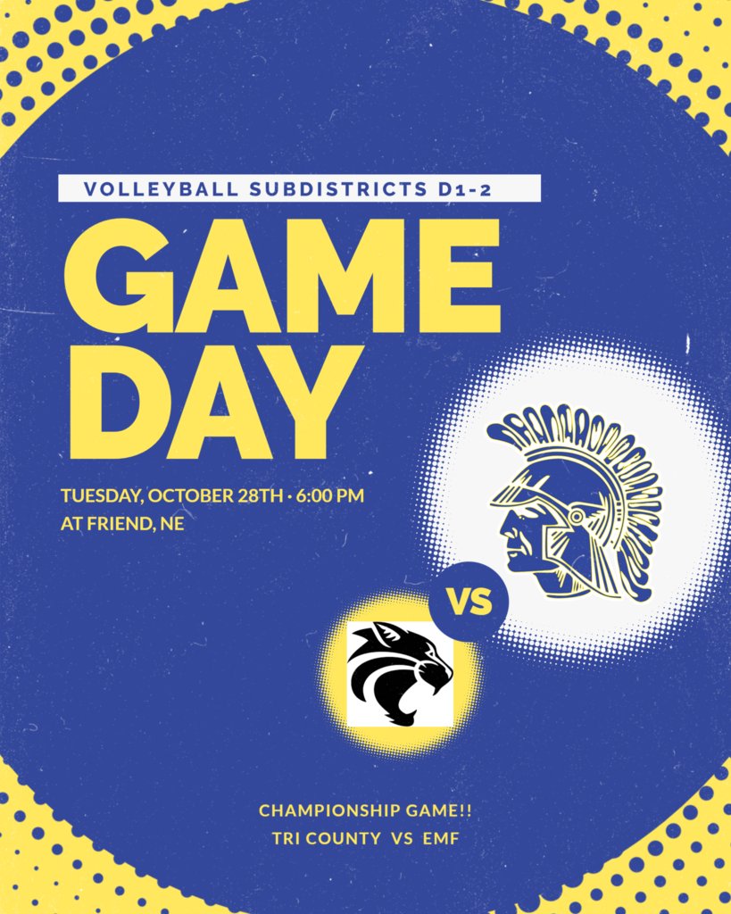 The Trojan volleyball team defeated Sutton in five exciting sets last night! 

The Subdistrict tournament continues tonight as the Trojans take on EMF at 6:00 PM in Friend. Come out and cheer on the team as they battle for a spot in the championship!