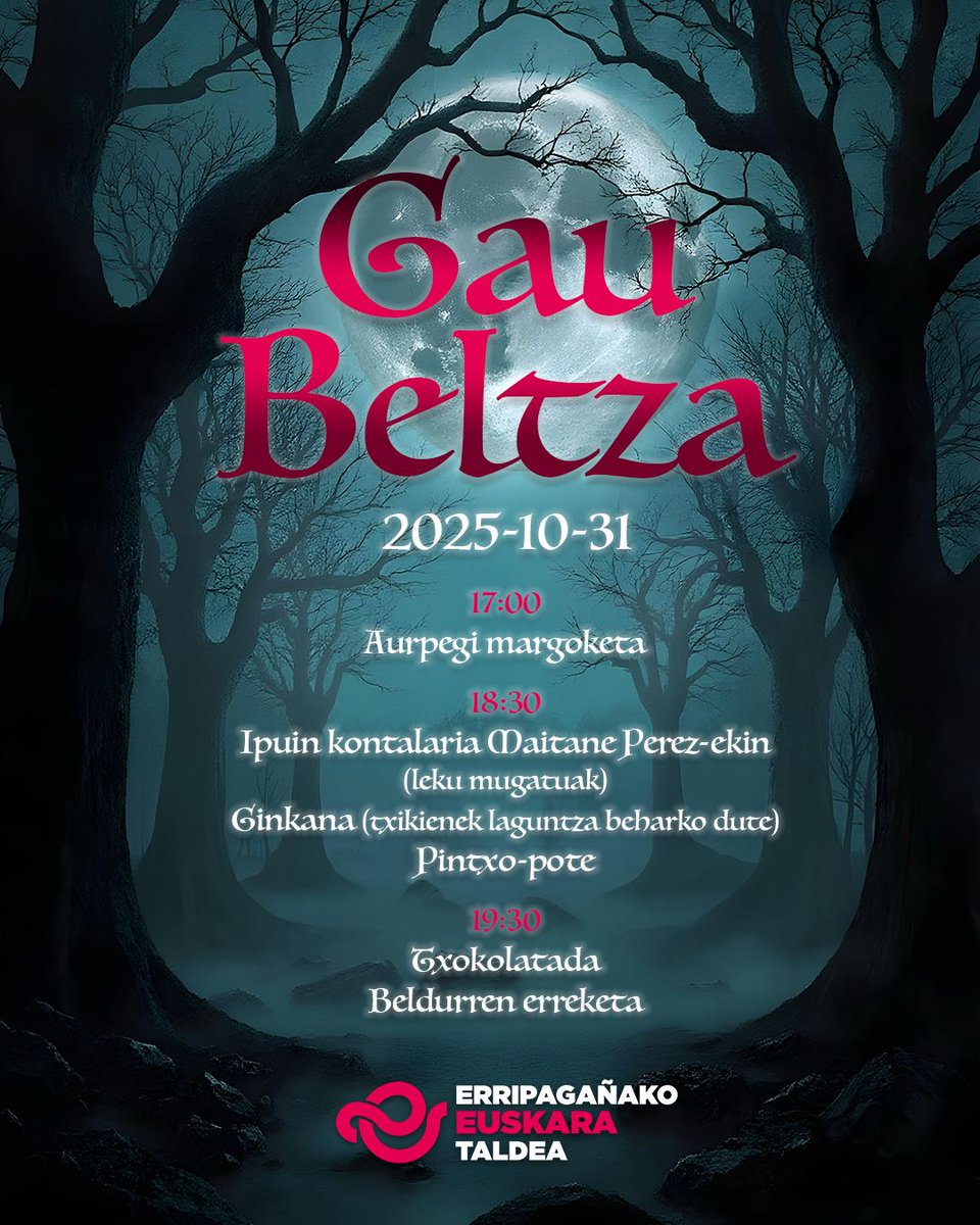 Gau beltza Erripagañan, euskara taldearen eskutik
