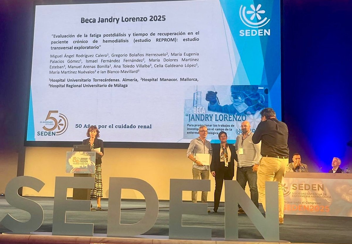 Importante ayuda a la investigación por el bienestar de nuestros pacientes de hemodiálisis. Gracias a la Sociedad Española de Enfermería Nefrológica por esta ayuda.