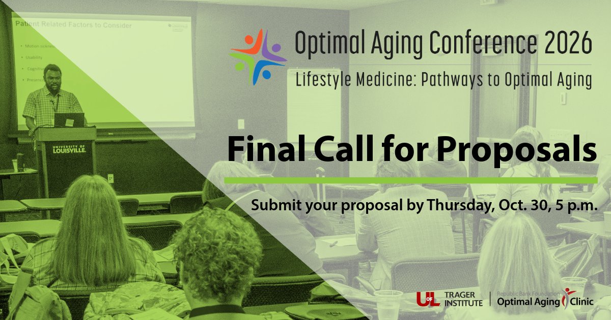 Final call! ⏰ Submit your presentation proposal for the 2026 Optimal Aging Conference by Thursday, Oct. 30, 5 p.m. Don't miss your chance to share your ideas and meet other experts in the aging field. Learn more 🔗 loom.ly/aO4NDSg