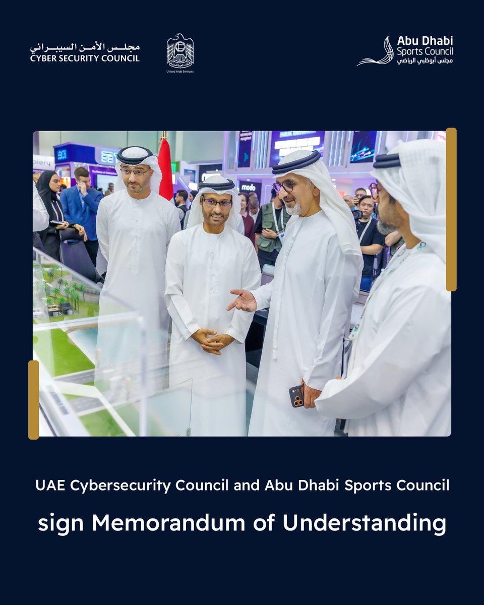 توقيع مذكرة تفاهم بين مجلس الأمن السيبراني ومجلس أبوظبي الرياضي، بهدف تعزيز وتوثيق التعاون بين الطرفين في إطار تنظيم فعاليات رياضية مجتمعية، تُسهم في نشر الوعي بالأمن السيبراني ضمن بيئة صحية وتفاعلية.
وقّع المذكرة كلٌّ من الدكتور محمد حمد الكويتي، رئيس الأمن السيبراني لحكومة