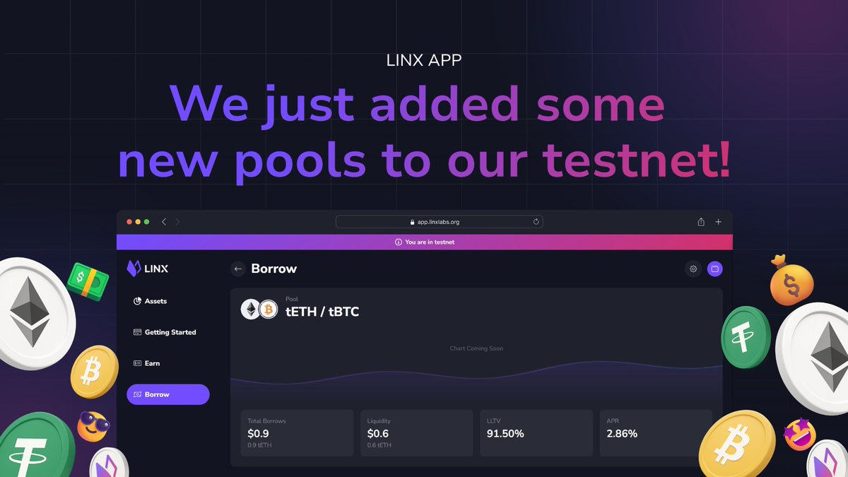 linx_labs's tweet image. 🚀 The Linx App testnet keeps going strong on @alephium!

⚡ The contracts behave as expected
⚡ We&apos;ve tackled several UI / UX bugs from feedback

The feedback has been great, but we want to test more and get more testers! 

We have added a new test pool $ETH - $BTC and will be…