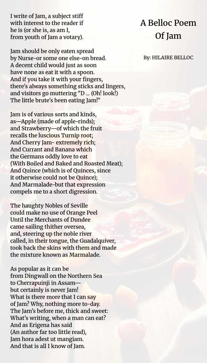 A friend who read my post of 3 days back, replied with a short story of his as Publisher -
And then sent me this poem, which carries in it a true story – of how Marmalade came into being.
This poem is from ‘The Norton Book of Light Verse, Edited by Russell Baker’ (1986).
Enjoy:)