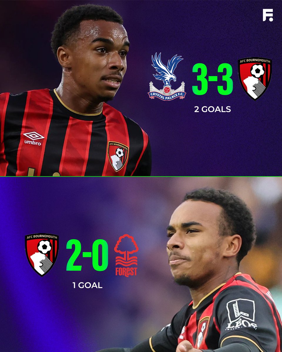 Footballcomglob's tweet image. 19 years old Bournemouth’s star and former Lorient star shines bright with 2 goals vs. Crystal Palace and 1 goal vs. Forest! ⚽🔥

Can he lead the Cherries to a top-half finish this season? 🌟

#AFCBournemouth #PremierLeague #GoalMachine #CrystalPalace #NottinghamForest”