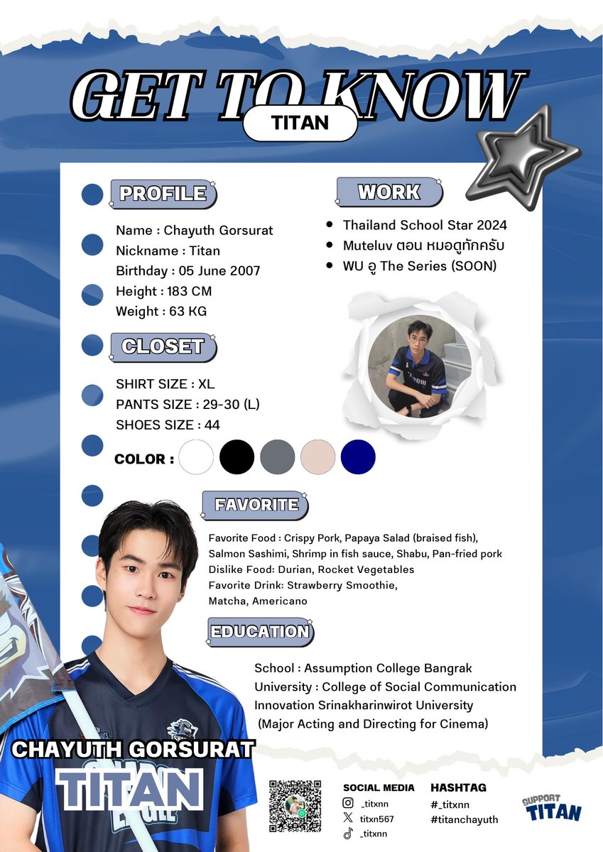 ( 🖥 ) GET TO KNOW TITAN 

ชวนทุกคนมาทำความรู้จัก📍
' ไททัน ชยุต (Titan Chayuth) ' 👦🏻💙

มาตกหลุมรักไททันด้วยกันนะคับ 🫶🏻

— <a href="/titxn567/">titxn</a> ☆
#_titxnn #titanchayuth
