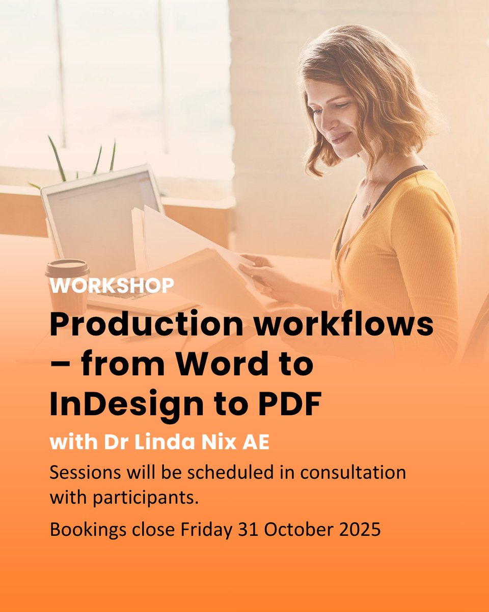 EditorsSA's tweet photo. 🛠️ Learn to turn Word docs into polished PDFs with InDesign!
This hands-on workshop covers layout, styles, accessibility, and more.
Part of IPEd’s tech skills series — discounts for multiple modules!
🎟️ Book now: https://t.co/DseUJhSSE7 https://t.co/6MpJk2gMB2