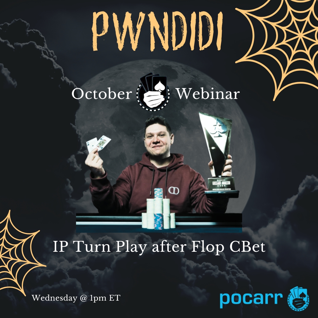 PocarrTweets's tweet photo. 🎃🐈‍⬛Join Pwndidi's Pocarr Webinar and learn how to haunt your opponents on the Turn!👻💀
#pwndidi #pocarrcoaches #pocarr #pocarrwebinar #pocarrbacking #pokerwebinar #poker #onlinepoker https://t.co/E0OArtkqzl