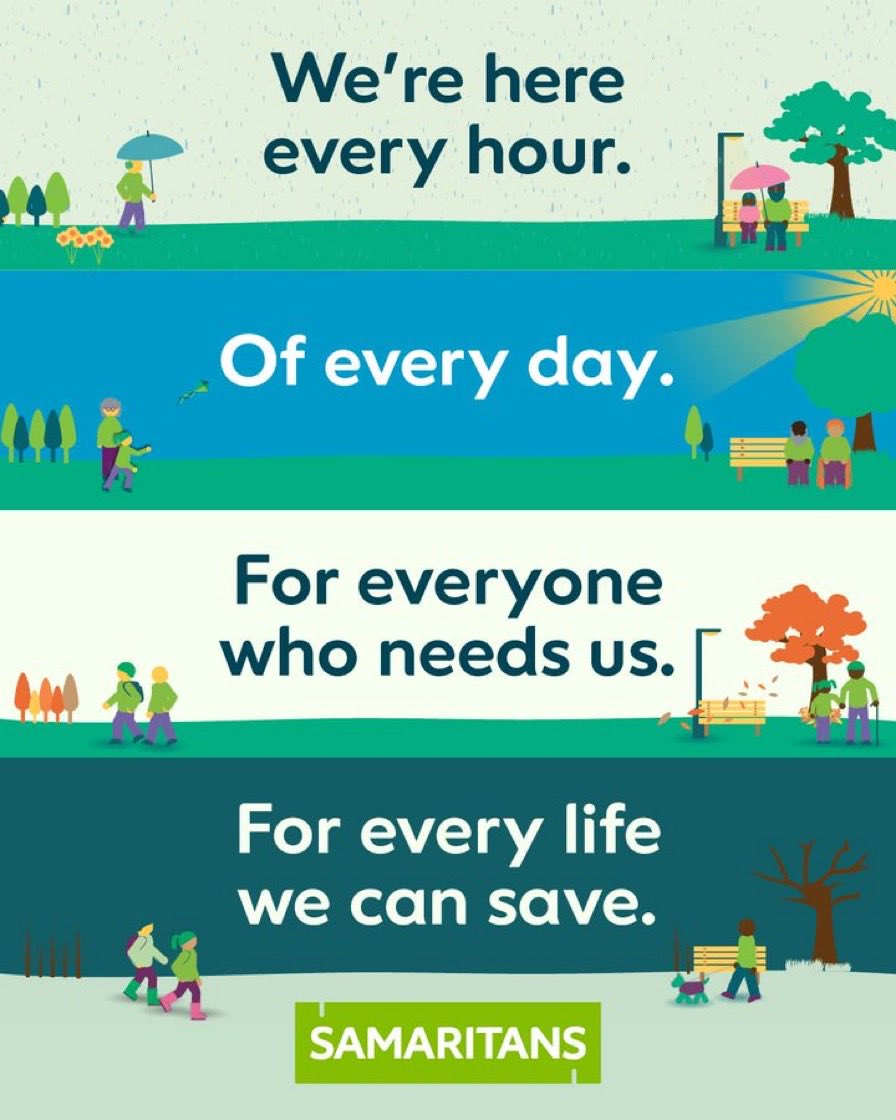 There's no schedule for when life gets tough. That's why we're here every hour, every day - for anyone who needs someone to listen.
Call free, 24/7 on 116 123

#HerefordshireSamaritans
#Samaritans 
#Weareheretolisten