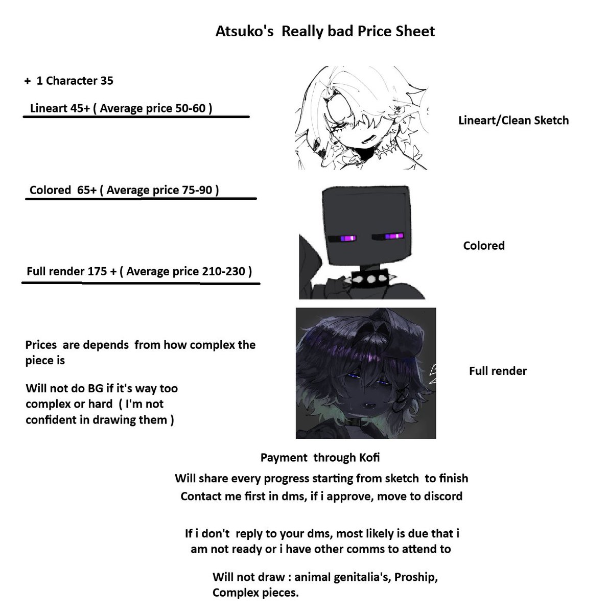 Fuckass price sheet