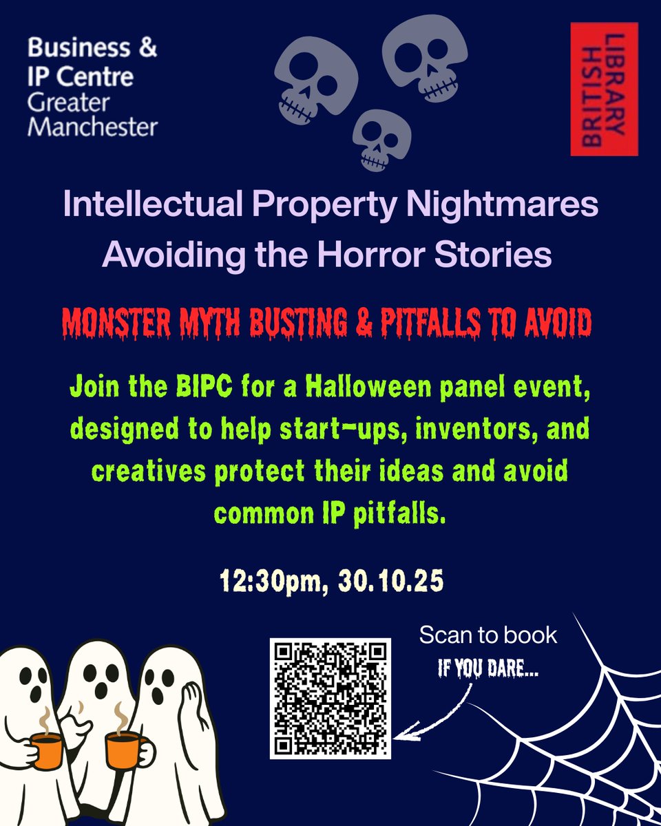 Join the <a href="/BIPCGM/">BIPC Greater Manchester</a>  for a spooky themed panel event!

Discover the free support on offer at the BIPC and learn about common intellectual property pitfalls, as well as how to avoid these with an expert panel.

Book your place at IPnightmares.eventbrite.co.uk