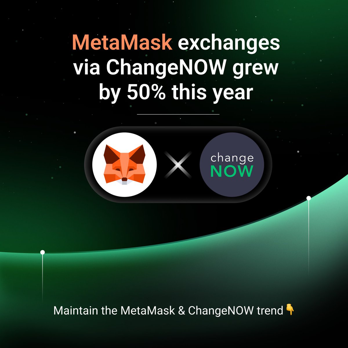 🦊 Via @MetaMask to @ChangeNOW_io - massive relevance! The number of users  swapping crypto via @MetaMask on @ChangeNOW grew by 50% in the past year!  Non-custodial, fast, and seamless! Learn how to