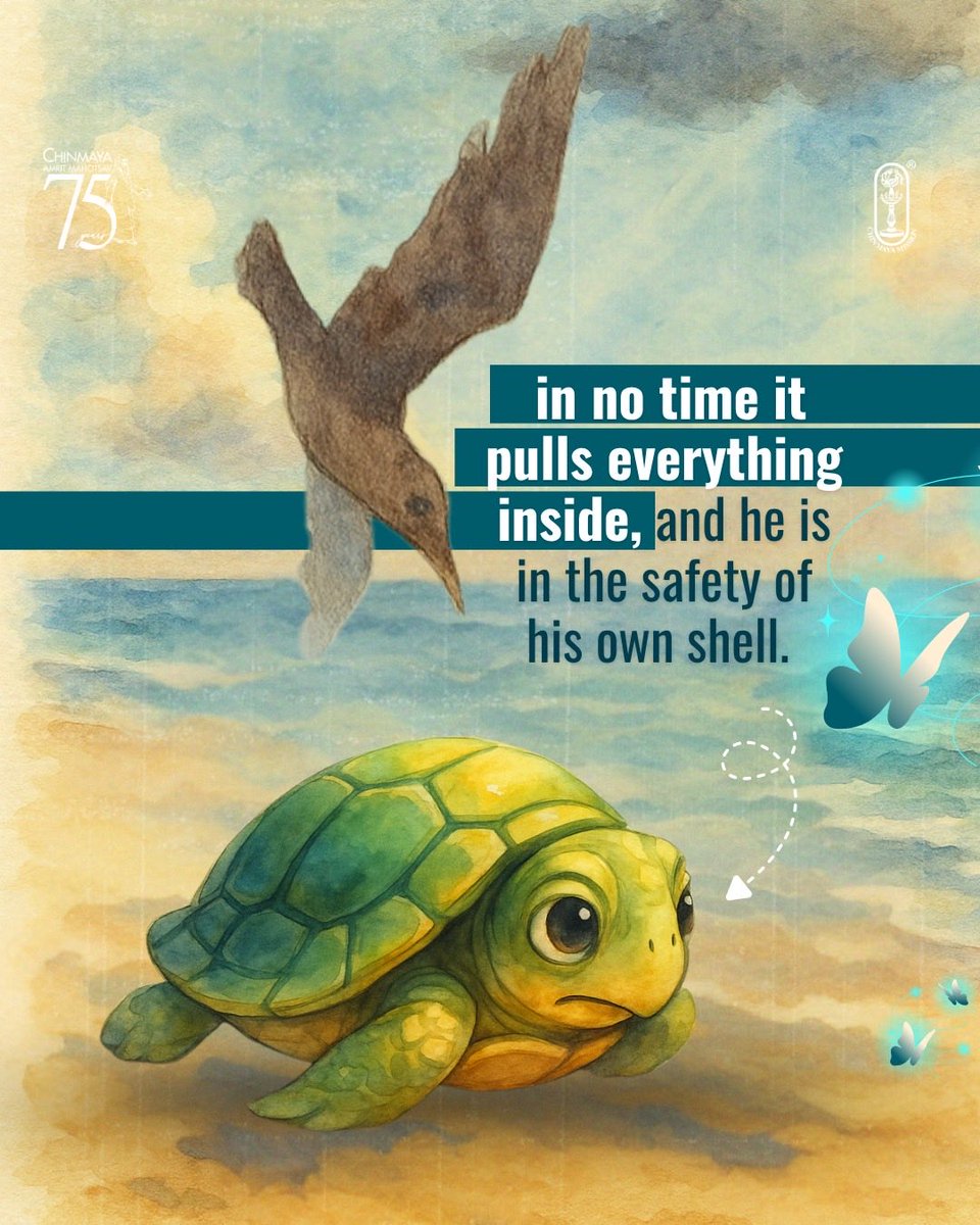Chinmayananda's tweet image. Learn to master the tortoise way! Can you pull back like the tortoise today and everyday? Comment below!

#masteryourmind #protectyourself #mindfulnessmatters #mindmanagement #mentalclarity #spiritualintelligence #strongmind #wordsofwisdomfortoday #selfdiscipline