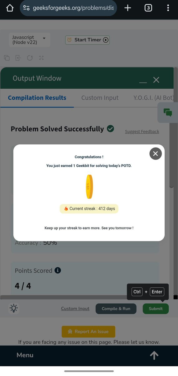 Pratikshak19332's tweet image. 🚀 412 Days of @geeksforgeeks #potd!

💡 Problem:.Distance of nearest 1 in a binary grid

🔹 Approach: Used multi-source BFS.— enqueue all `1`s with distance `0`, then spread out level by level to assign the shortest distance to each `0`. ⚡

#GeeksforGeeks  #javascript