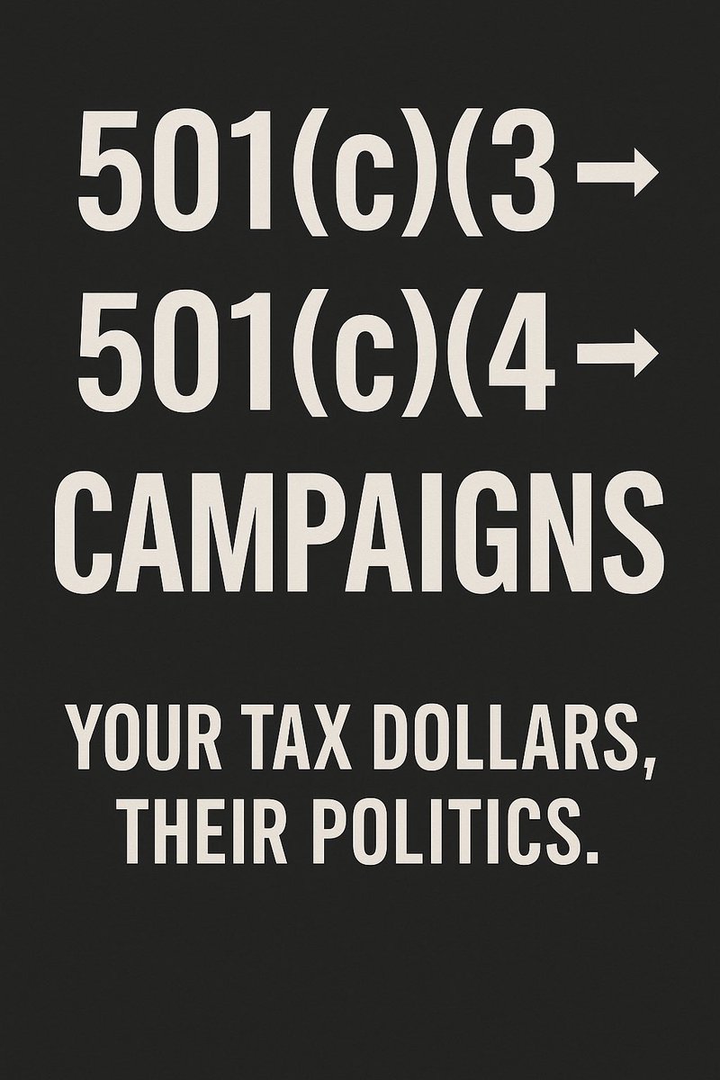 They call it “charity,” but it’s a shell game: donor gives to a 501(c)(3) → money gets funneled to a 501(c)(4) → it flows into campaigns. Using tax-favored charity dollars to hide political spending is wrong, and it’s how taxpayer-subsidized money gets used to influence