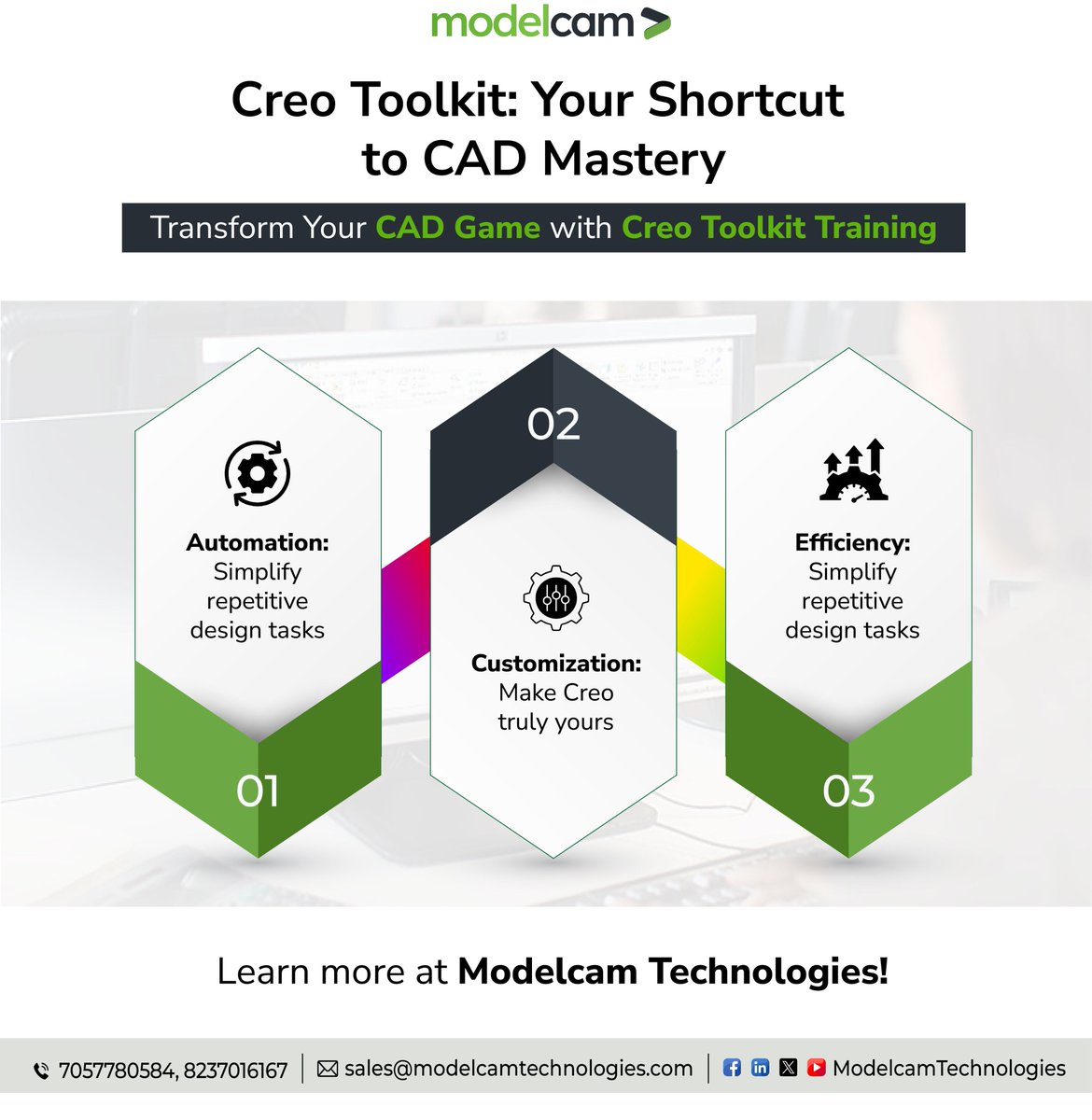 Modelcam's tweet image. Boost your CAD skills with Creo Toolkit Training! 🚀
Automate tasks, customize designs &amp;amp; design smarter with hands-on learning. Unlock Creo’s full potential with Modelcam Technologies.

🔗 tinyurl.com/msunf4uv

#CreoToolkit #CADAutomation #SmartDesign #ModelcamTechnologies