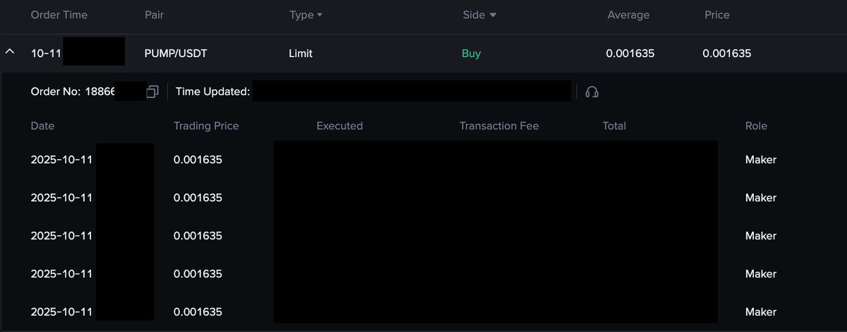 So fortunate to have scooped up the liquidation dip on $PUMP - I was trying to scoop even lower too, but only maker orders went through, and I had none below this.