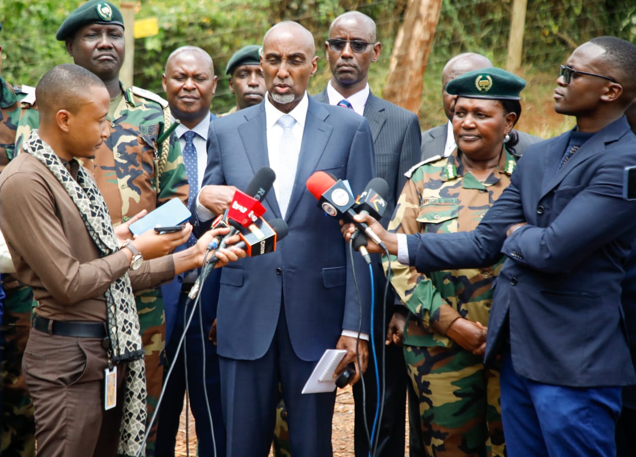 EACC Chief Executive Officer Abdi A. Mohamud addressing the press at Karura Forest